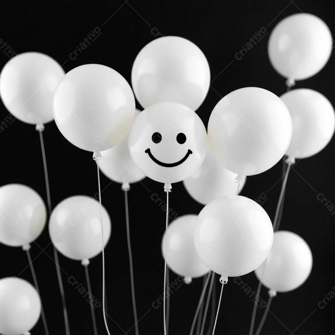 Balões brancos com um sorriso