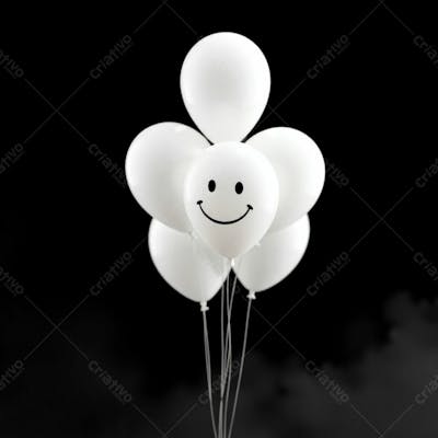 Balão Branco Com Sorriso Campanha Janeiro Branco Png