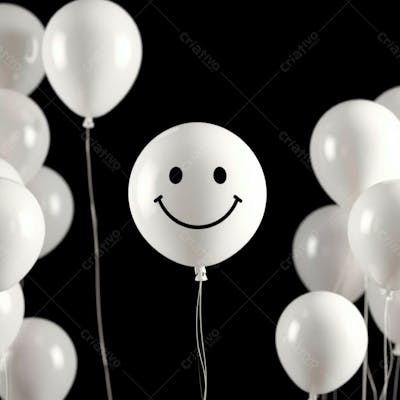 Balão Branco Com Sorriso Campanha Janeiro Branco Png