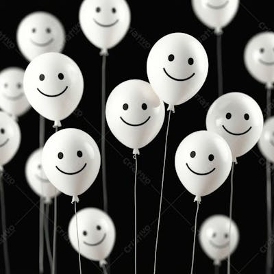 Balão Branco Com Sorriso Campanha Janeiro Branco Png