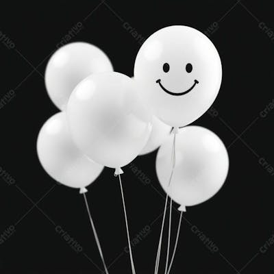 Balão Branco Com Sorriso Campanha Janeiro Branco Png