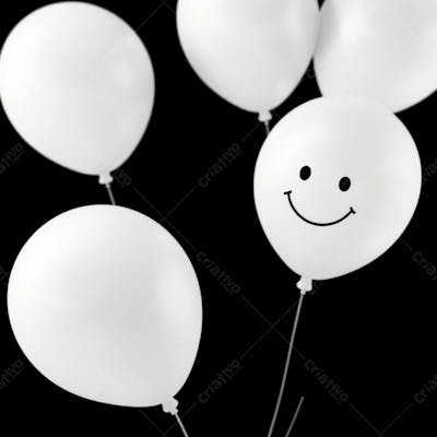 Balão Branco Com Sorriso Campanha Janeiro Branco Png