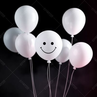 Balão Branco Com Sorriso Campanha Janeiro Branco Png