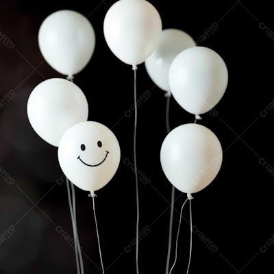 Balão Branco Com Sorriso Campanha Janeiro Branco Png