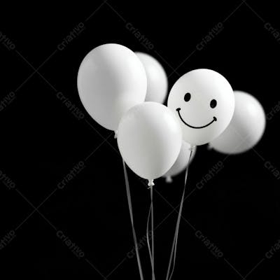Balão Branco Com Sorriso Campanha Janeiro Branco Png