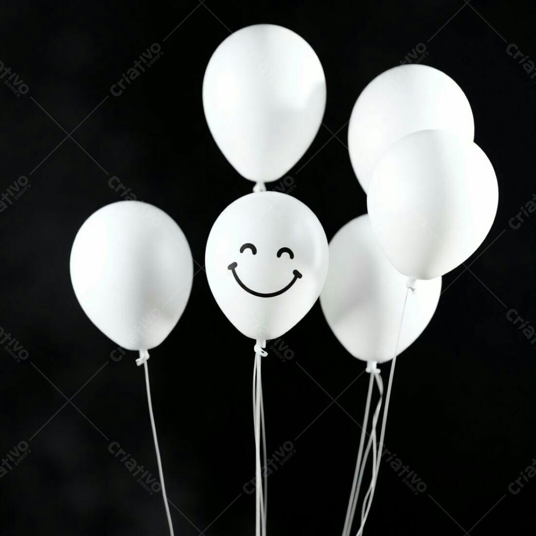 Balões brancos com um sorriso feliz