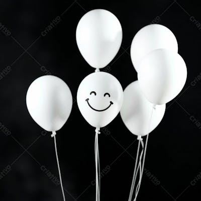 Balão Branco Com Sorriso Campanha Janeiro Branco Png