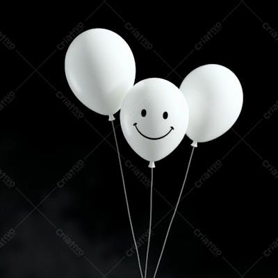 Balão Branco Com Sorriso Campanha Janeiro Branco Png