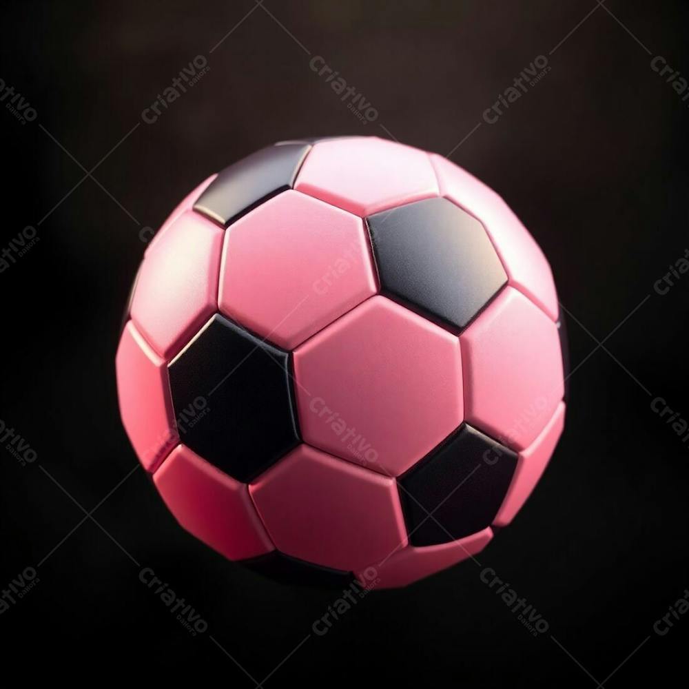 High Resolution Stock Photo 3D Rendered, Ultra Realistic Soccer Ball With Soft Pastel Colors And Cinematic Haze, Set Against A Black Background. Soft Focus And A Hazy Background Contribute To A Gentle, Soothing Mood. The