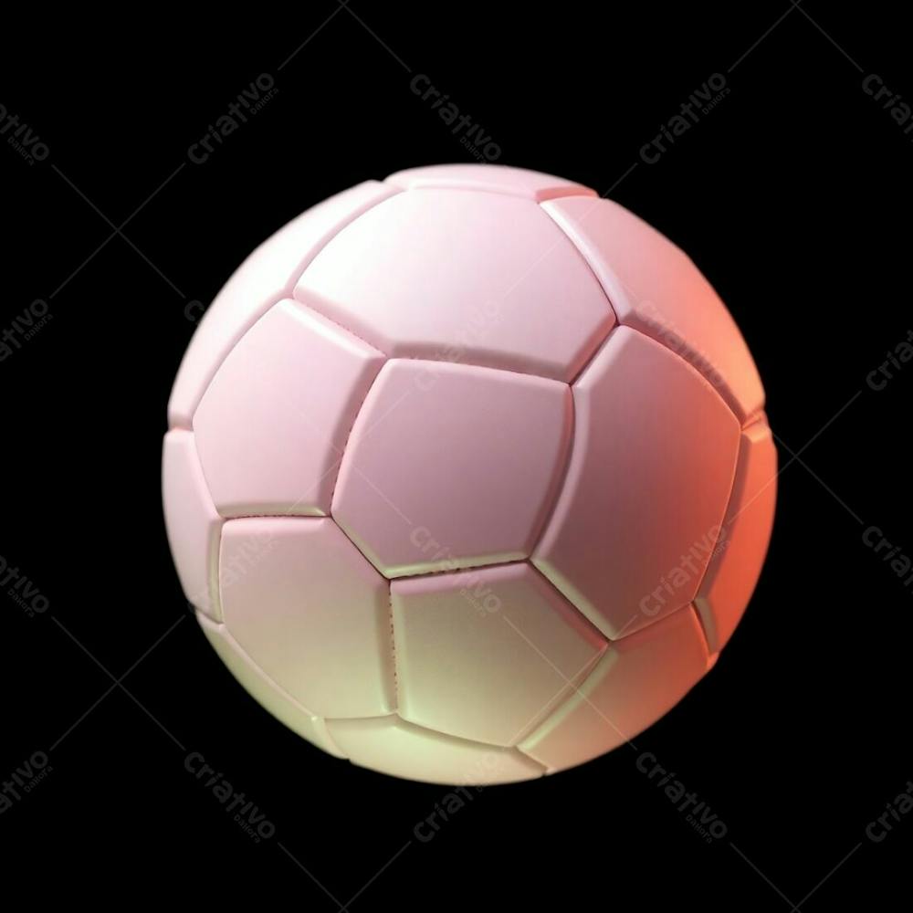 High Resolution Stock Photo A 3D Rendered, Ultra Realistic Soccer Ball In Soft Pastel Colors. Cinematic Haze, Soft Focus, Black Background. The Ball Exhibits Graceful And Elegant, Refined Features. Professional Quality