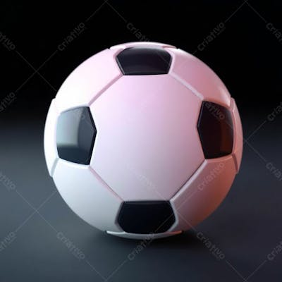 High Resolution Stock Photo Depicting A 3D Rendered, Ultra Realistic Soccer Ball, Professionally Lit, Against A Black Background. Soft Pastel Colors Create A Gentle, Soothing, Soft Focus Haze. The Image Emphasizes Grace