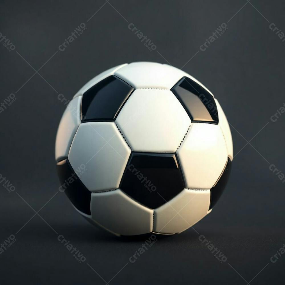 High Resolution Stock Photo Of A 3D Rendered Ultra Realistic Soccer Ball Against A Completely Black Background. Soft Cinematic Haze With Soft Pastel Colors. Gentle, Soothing Aesthetic, Soft Focus, Hazy Background. Gr