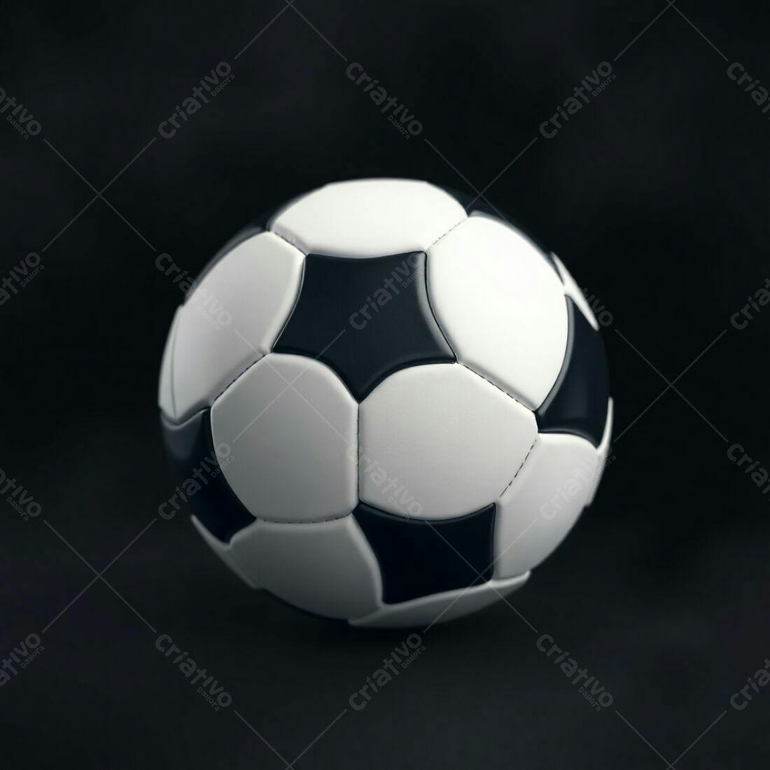 Bola de futebol preto e branco fundo escuro