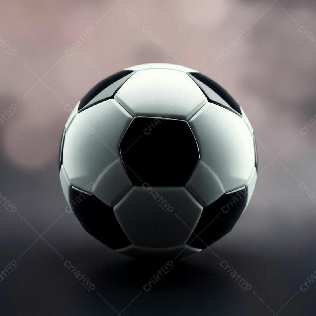 Bola de futebol preto e branco sobre fundo escuro