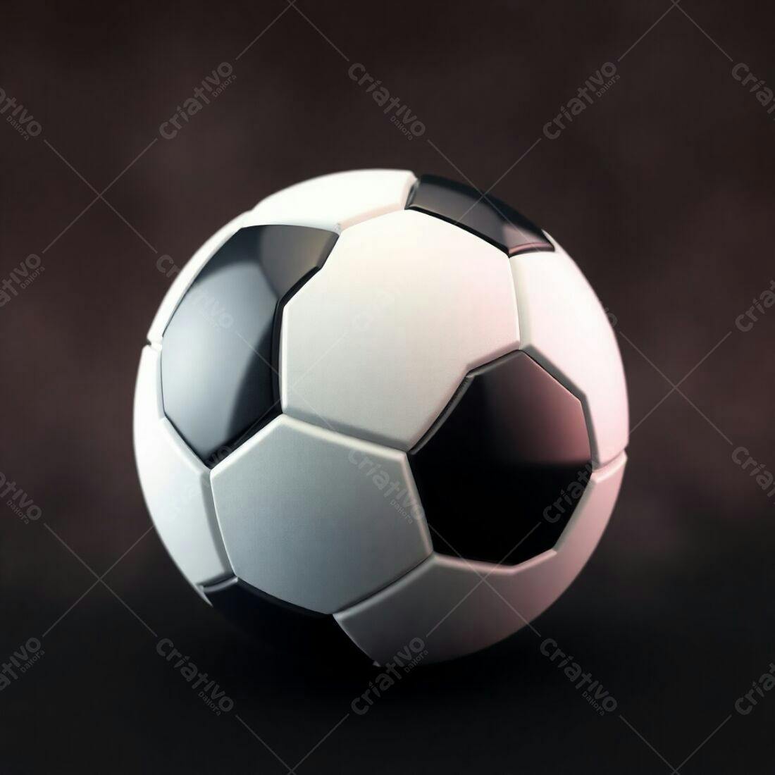 Bola de futebol preto e branco sobre fundo escuro