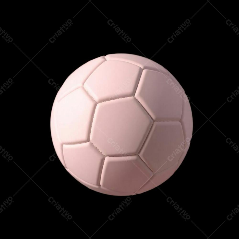 High Resolution Stock Photo Of A Hyperrealistic 3D Rendered Soccer Ball Against A Pure Black Background. Soft Pastel Colors, Cinematic Haze, Soft Focus, Gentle And Soothing Aesthetic. The Ball Exhibits Graceful And E