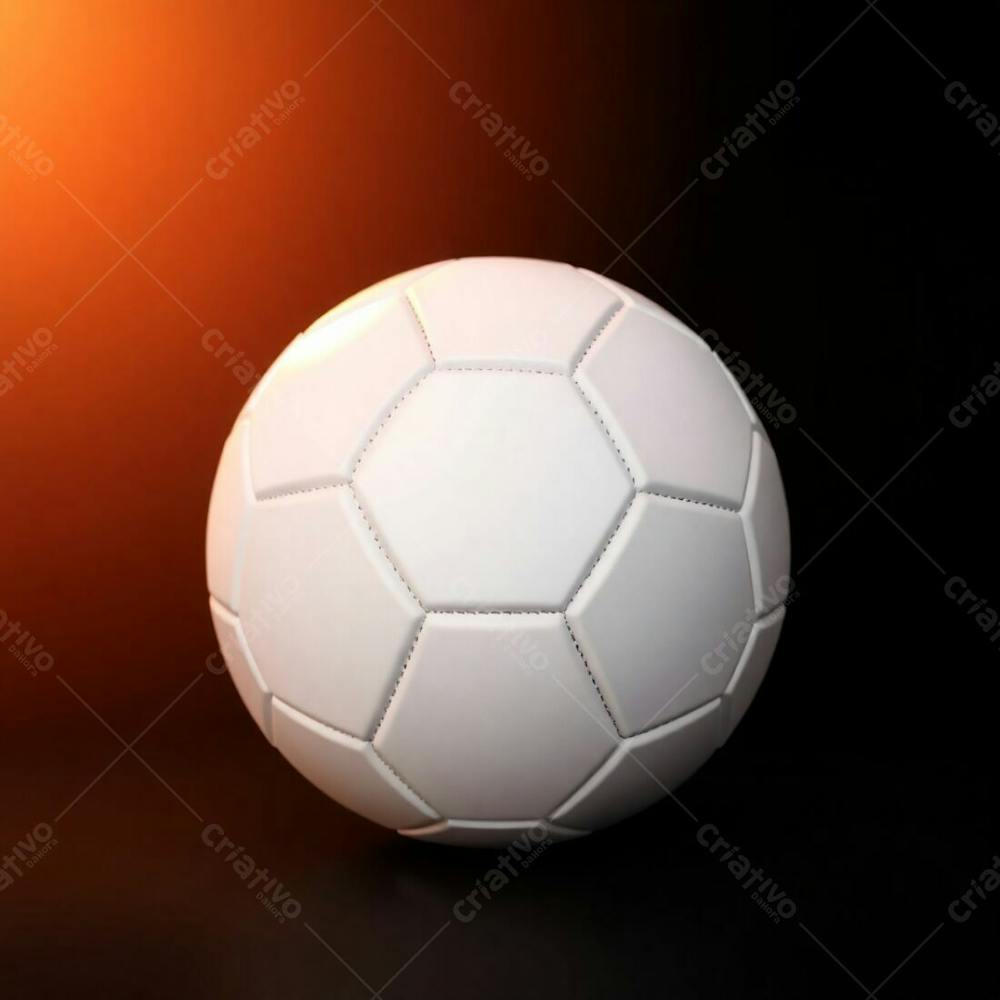 High Resolution Stock Photo Of A Hyperrealistic 3D Rendered Soccer Ball Against A Pure Black Background. Soft Pastel Colors, Cinematic Haze, Soft Focus, Gentle And Soothing Aesthetic. The Ball Exhibits Graceful And E