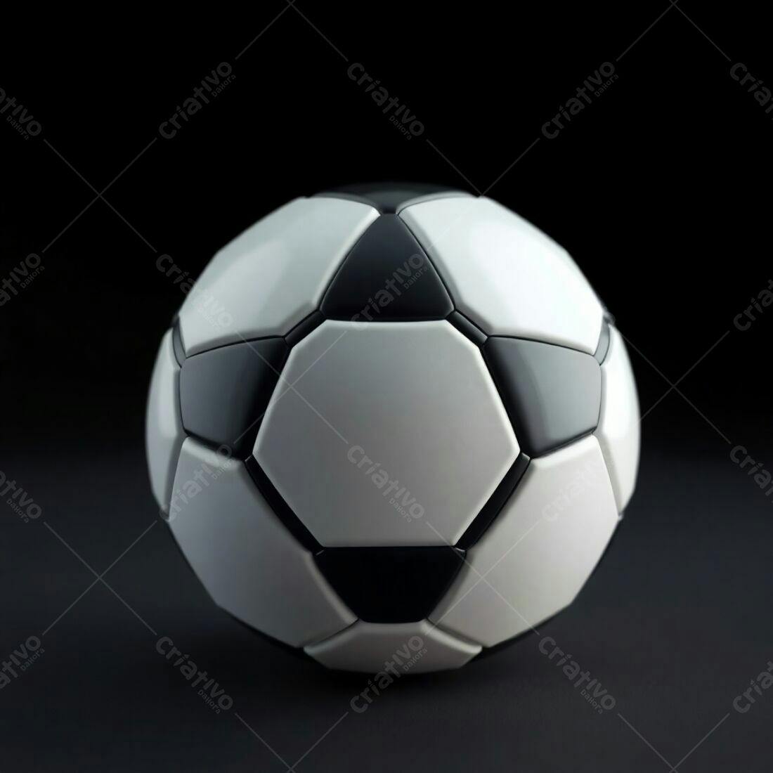 Bola de futebol preto e branca fundo escuro