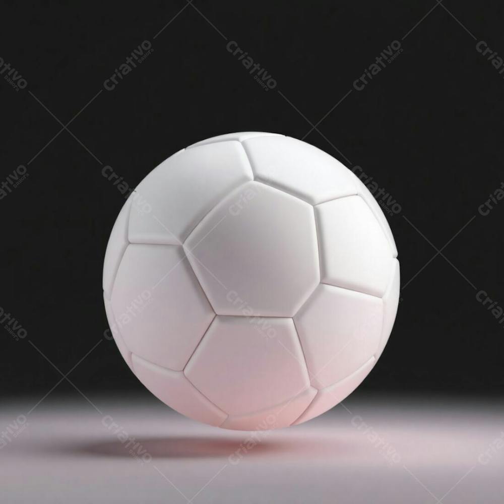 High Resolution Stock Photo Of A Hyperrealistic 3D Rendered Soccer Ball Against A Pure Black Background. Soft Pastel Colors, Cinematic Haze, Soft Focus, Gentle And Soothing Aesthetic. The Ball Exhibits Graceful And E