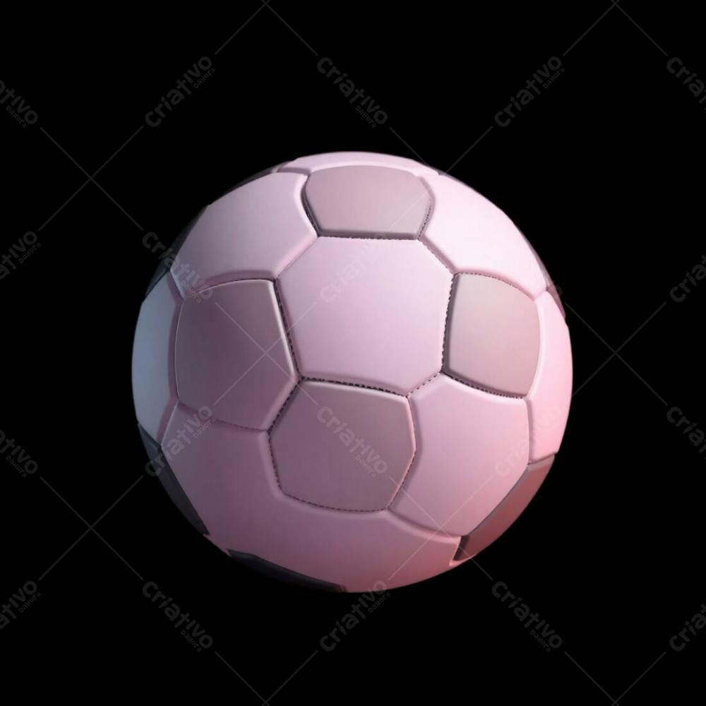 High Resolution Stock Photo Of A Hyperrealistic 3D Rendered Soccer Ball Against A Pure Black Background. Soft Pastel Colors, Cinematic Haze, Soft Focus, Gentle And Soothing Aesthetic. The Ball Exhibits Graceful And E