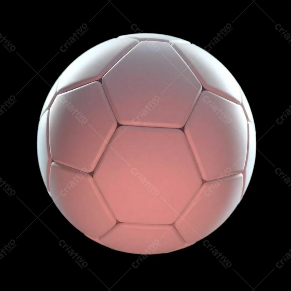 High Resolution Stock Photo Of A Hyperrealistic 3D Rendered Soccer Ball Against A Pure Black Background. Soft Pastel Colors, Cinematic Haze, Soft Focus, Gentle And Soothing Aesthetic. The Ball Exhibits Graceful And Elega