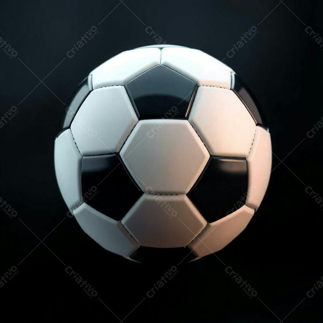 Bola de futebol preto e branco fundo escuro