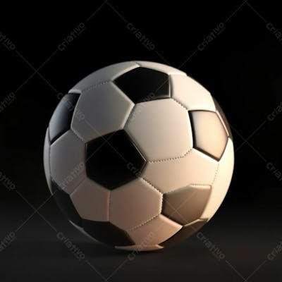 High Resolution Stock Photo Of A Soccer Ball, 3D Render, Ultrarealistic And Professional, Against A Completely Black Background. Soft Cinematic Haze, Pastel Colors, Gentle And Soothing, Soft Focus, Hazy Background. T