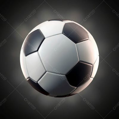 High Resolution Stock Photo Of A Soccer Ball, 3D Render, Ultrarealistic And Professional, Against A Completely Black Background. Soft Cinematic Haze, Pastel Colors, Gentle And Soothing, Soft Focus, Hazy Background. T