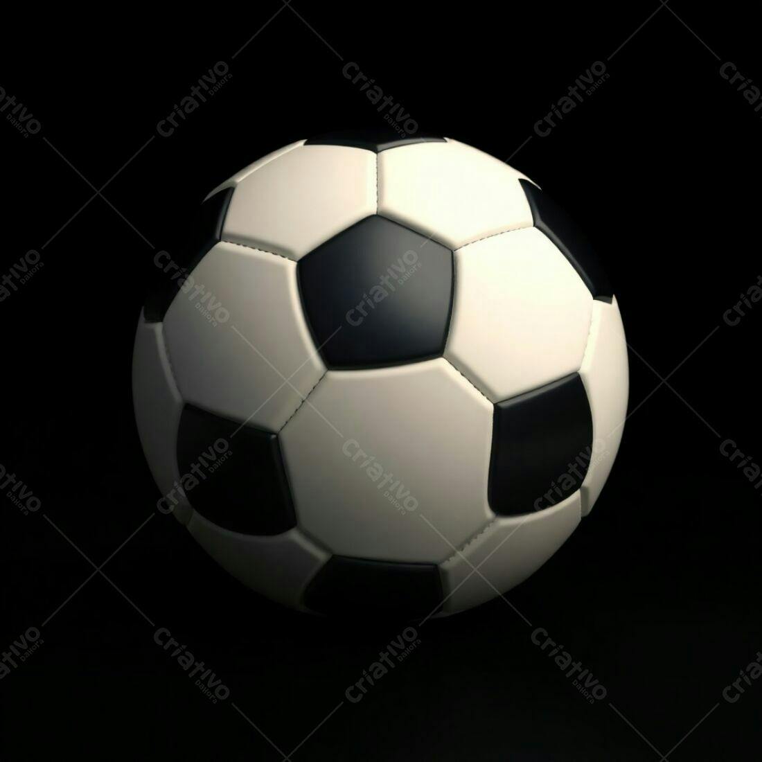 Bola de futebol preto e branco fundo escuro