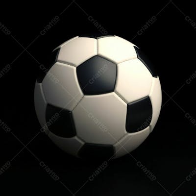 High Resolution Stock Photo Of A Soccer Ball, 3D Render, Ultrarealistic And Professional, Against A Completely Black Background. Soft Cinematic Haze, Pastel Colors, Gentle And Soothing, Soft Focus, Hazy Background. T