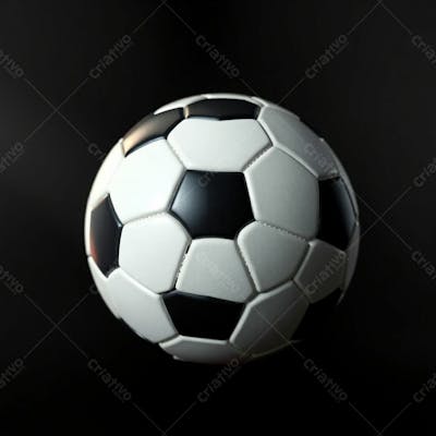 High Resolution Stock Photo Of A Soccer Ball, 3D Render, Ultrarealistic And Professional, Against A Completely Black Background. Soft Cinematic Haze, Pastel Colors, Gentle And Soothing, Soft Focus, Hazy Background. T