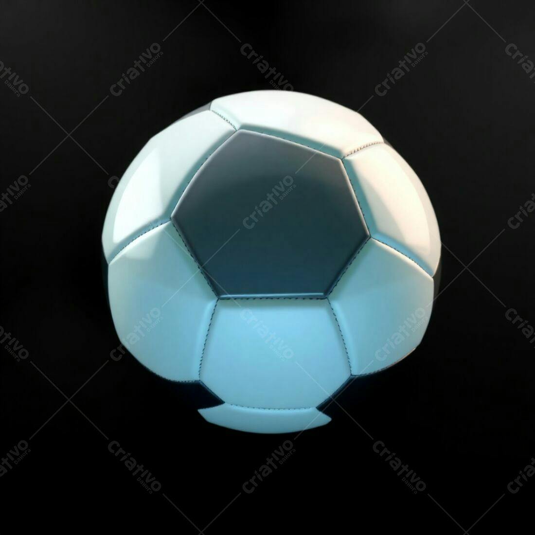 Bola de futebol azul e preta fundo preto