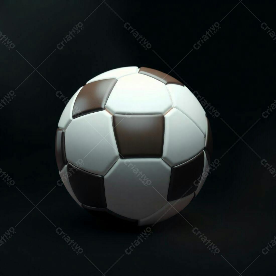 Bola de futebol branco e marrom em fundo preto
