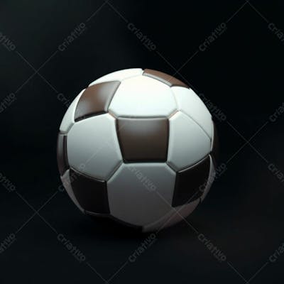 High Resolution Stock Photo Of A Soccer Ball, 3D Render, Ultrarealistic And Professional, Against A Completely Black Background. Soft Cinematic Haze, Pastel Colors, Gentle And Soothing, Soft Focus, Hazy Background. The S