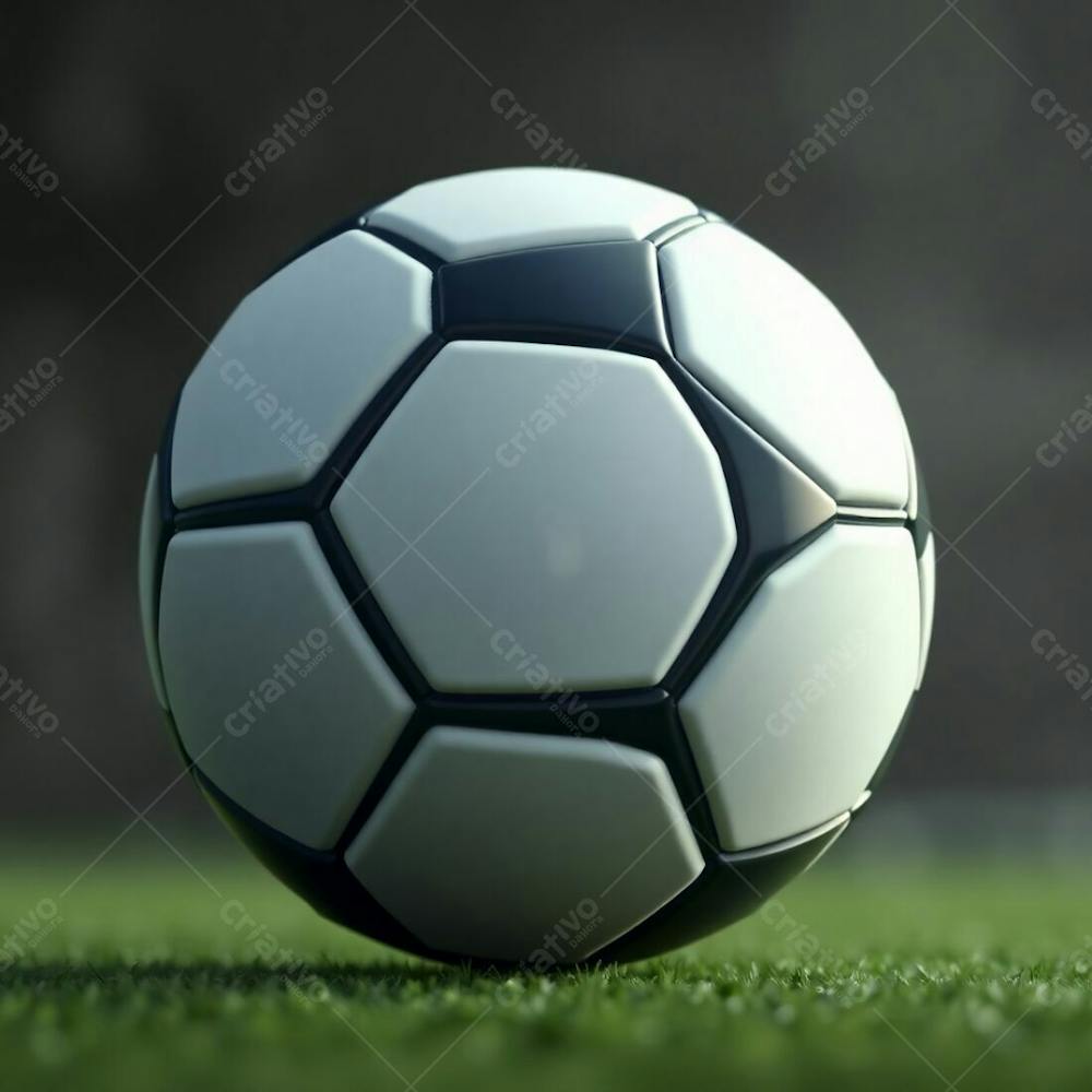 High Resolution Stock Photo Of A Soccer Ball, 3D Render, Ultrarealistic, Professional Quality. Soft Cinematic Haze, Pastel Colors, Gentle And Soothing Aesthetic. Soft Focus, Hazy Black Background. Elegant And Refined