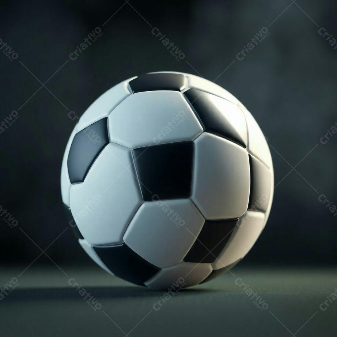 Bola de futebol preto e branco sobre fundo escuro
