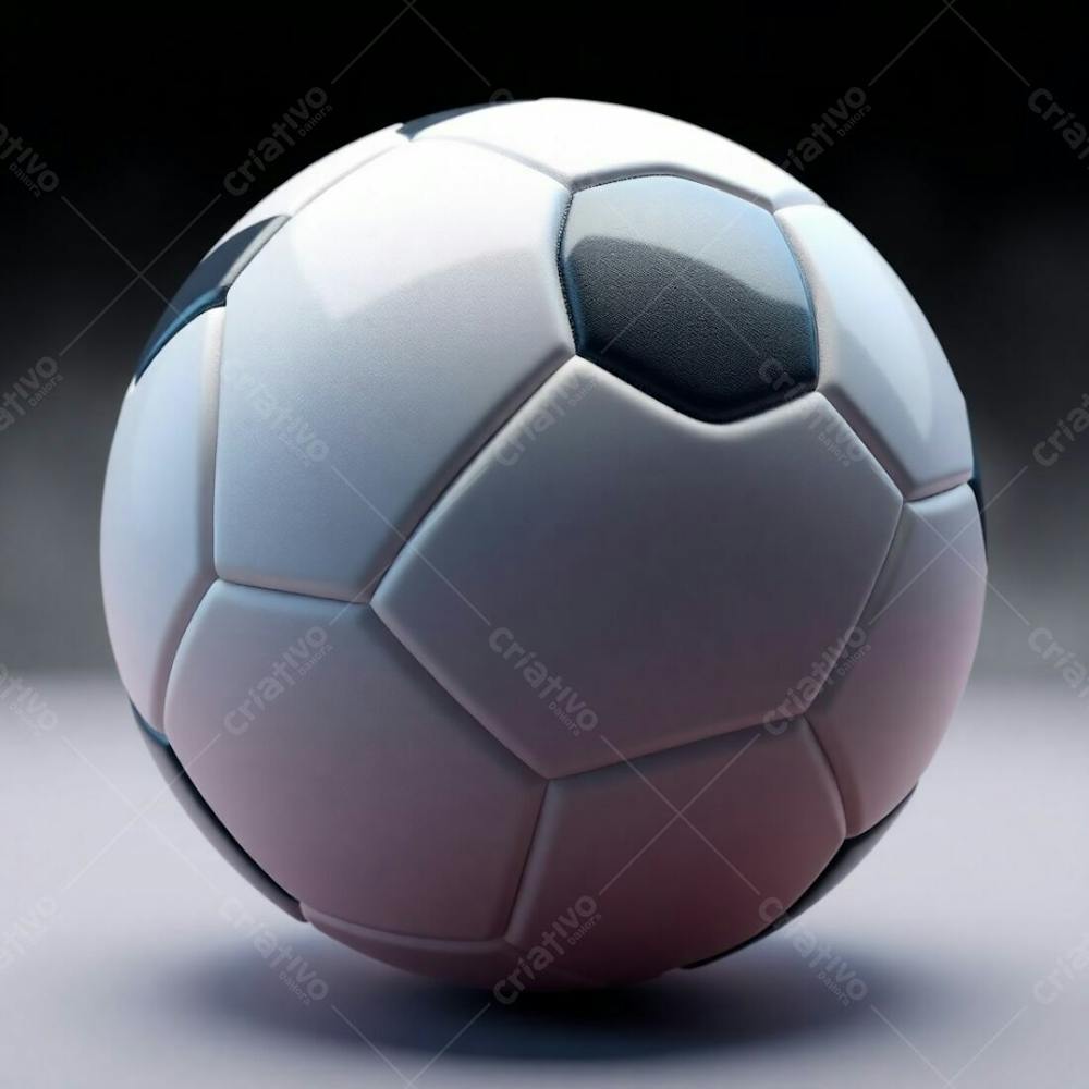 Professional Quality High Resolution Stock Photo. A 3D Rendered, Ultra Realistic Soccer Ball With Refined Features. Soft Cinematic Haze In Soft Pastel Colors On A Black Background. Gentle, Soothing, Soft Focus