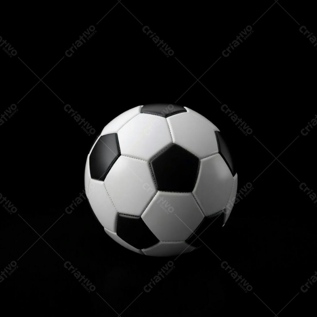 Bola de futebol preto e branco fundo escuro