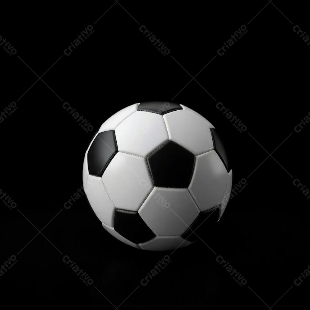 Professional, High Resolution Stock Photo. Subject An Ultra Realistic 3D Rendered Soccer Ball. Background Pure Black. Color Palette Soft Pastels. Style Soft Focus, Cinematic Haze, Gentle And Soothing. Features Refined,