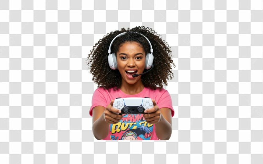 Mulher Com Controle De Video Game Nas Mão Fone De Ouvidos Branco Png Transparente