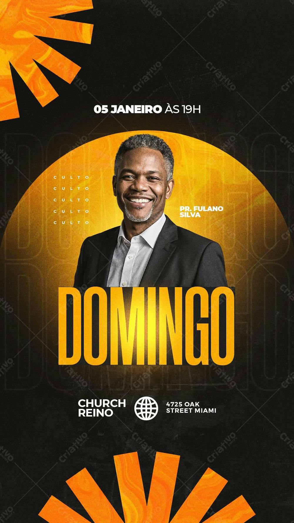 PSD GRÁTIS Culto De Domingo Story Psd