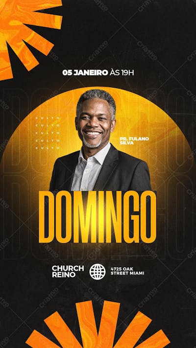 PSD GRÁTIS Culto De Domingo Story Psd