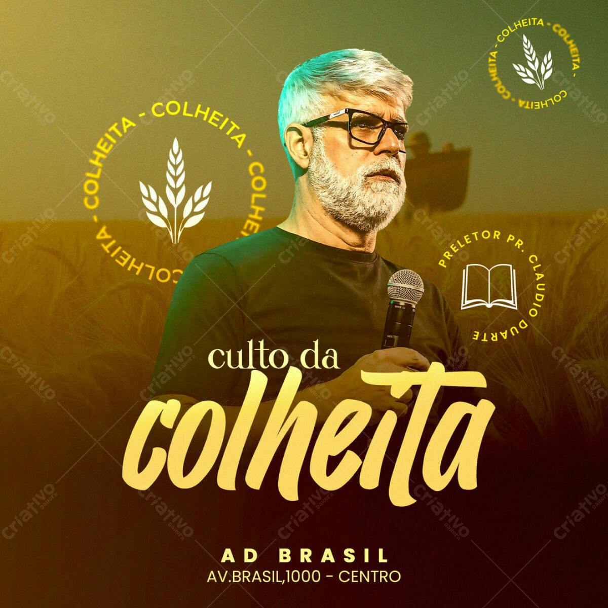 Flyer para Culto da Colheita PSD Editável