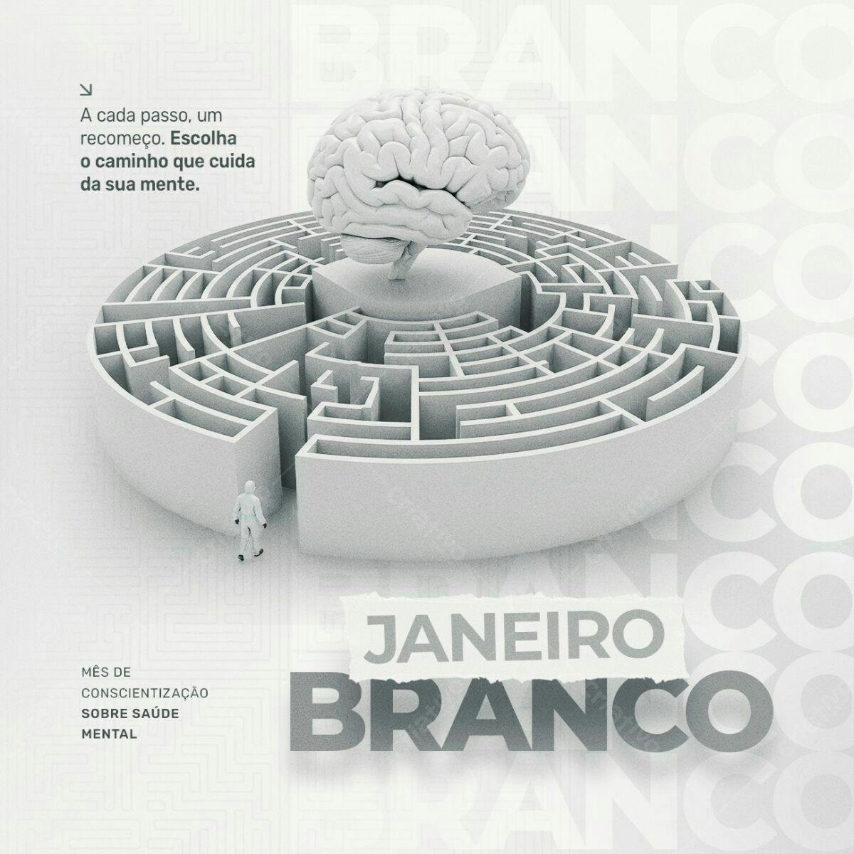 Flyer Janeiro Branco Saúde Mental PSD Editável
