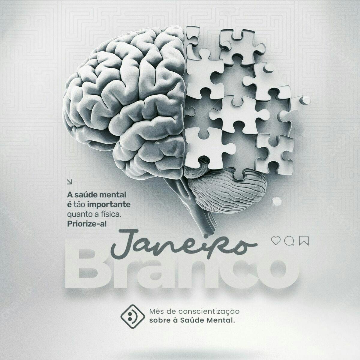 Post Janeiro Branco Saúde Mental PSD Editável