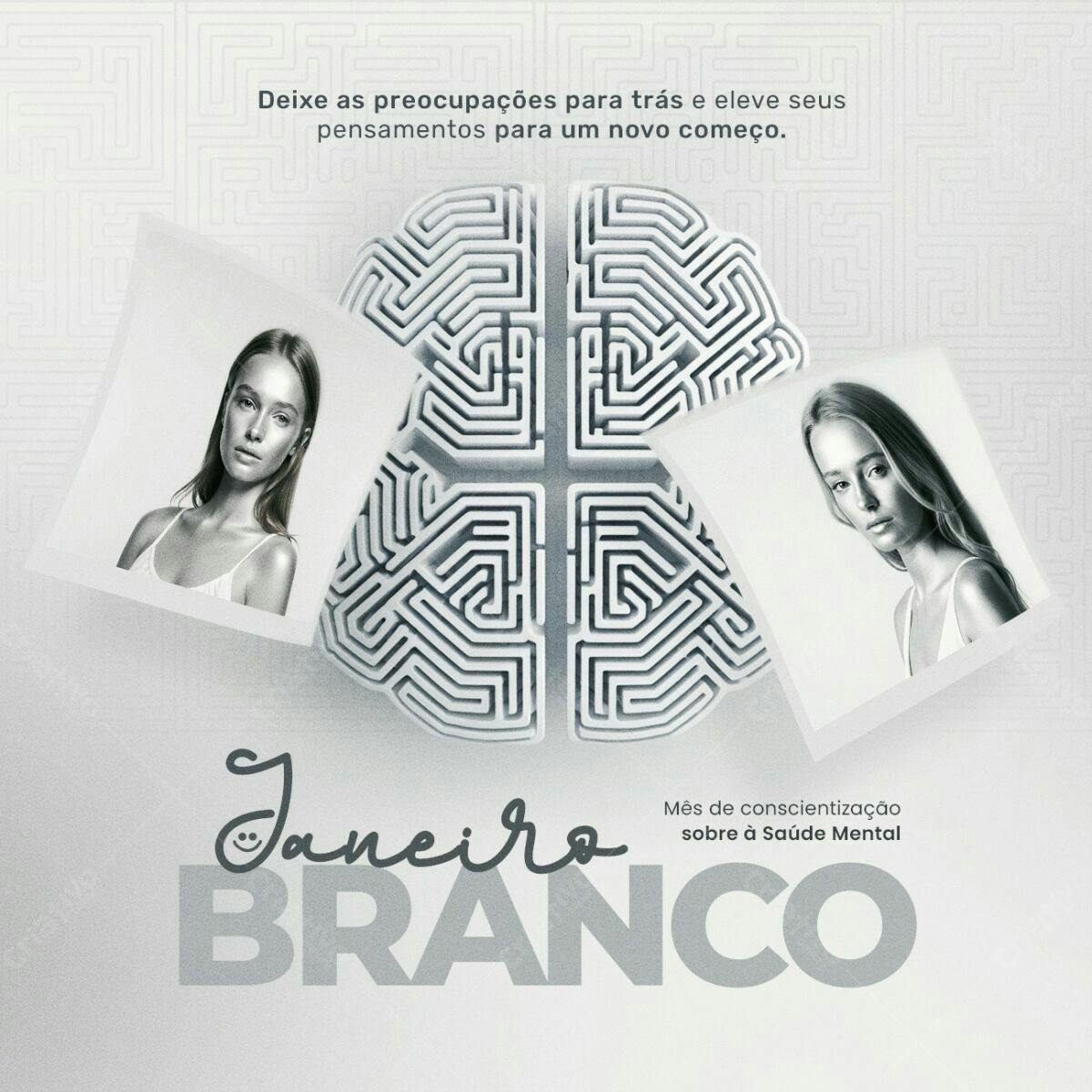 Flyer Janeiro Branco Saúde Mental PSD Editável