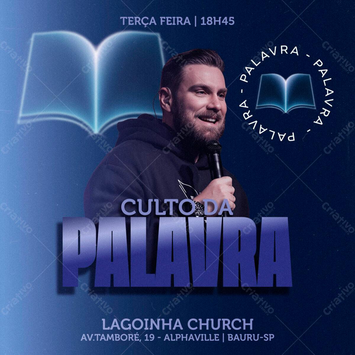 Flyer para Culto da Palavra PSD Editável