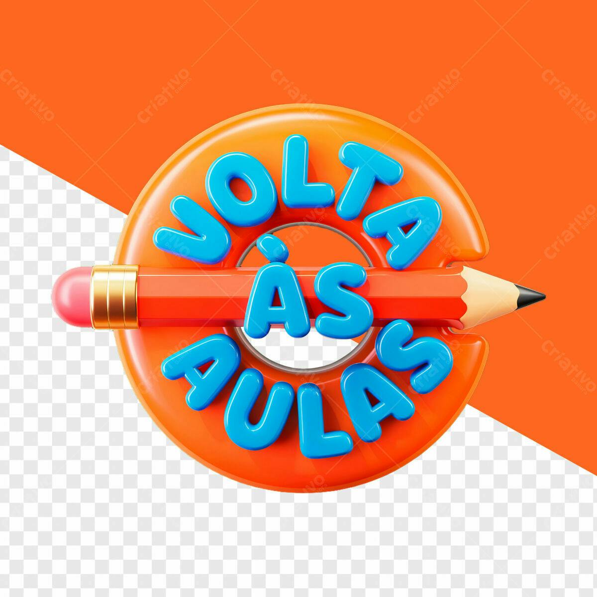 PSD para Volta às Aulas com Lápis e Letras 3D