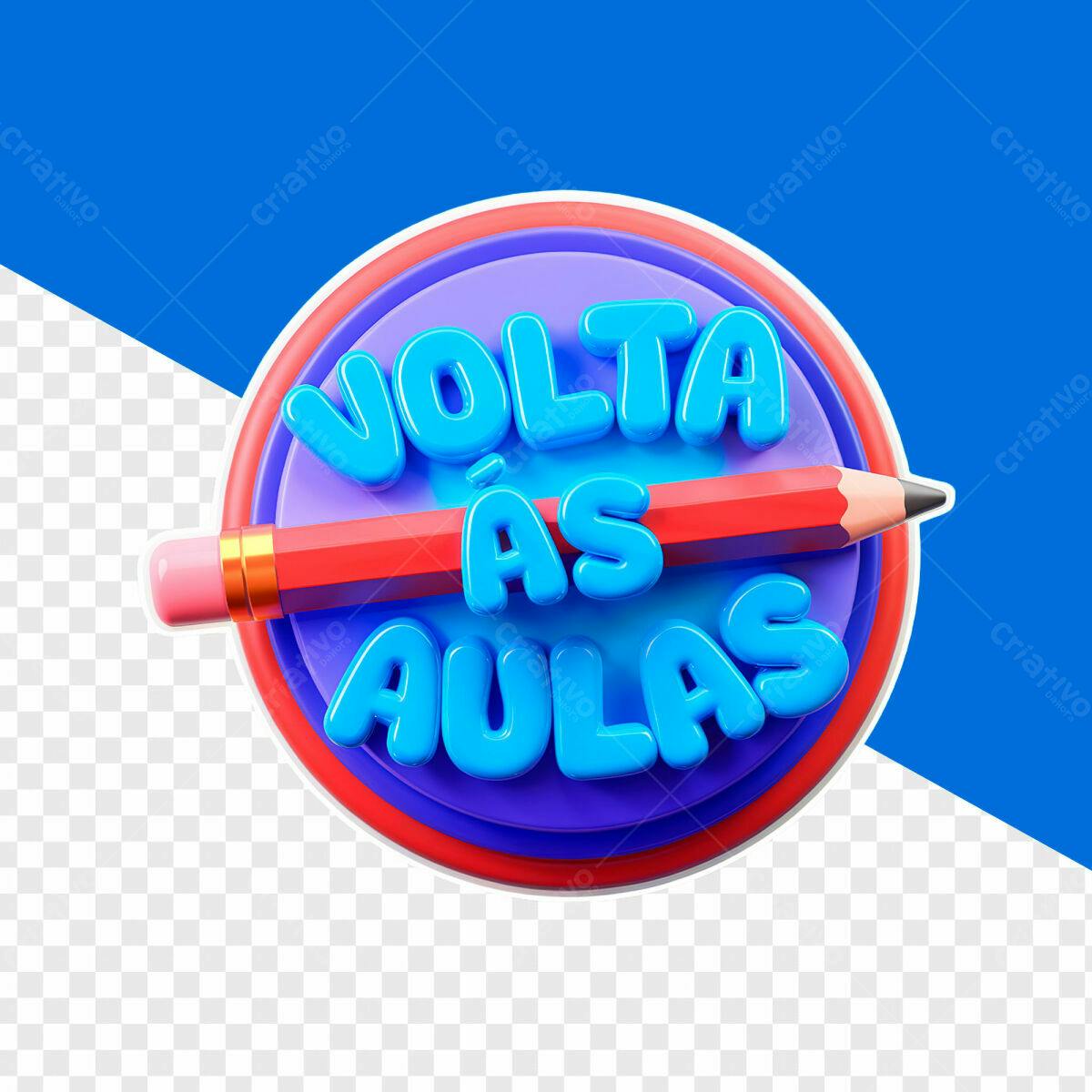 PSD para Volta às Aulas com Lápis e Letras 3D