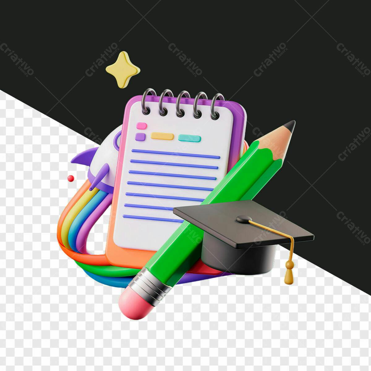 Kit Escolar Estilo Cartoon PSD Editável